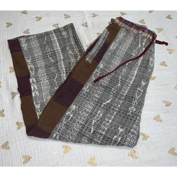 Hand woven patchwork pants with couroy a - Picture 1 of 2